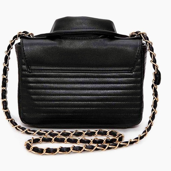 JNKET Leather Motorcycle Jacket Shoulder/Crossbody Riveted Handbag W/Chain NWOT - Picture 5 of 6